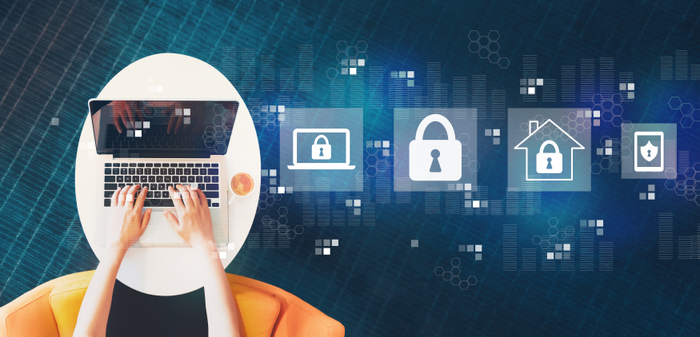 Cyber security with person using a laptop